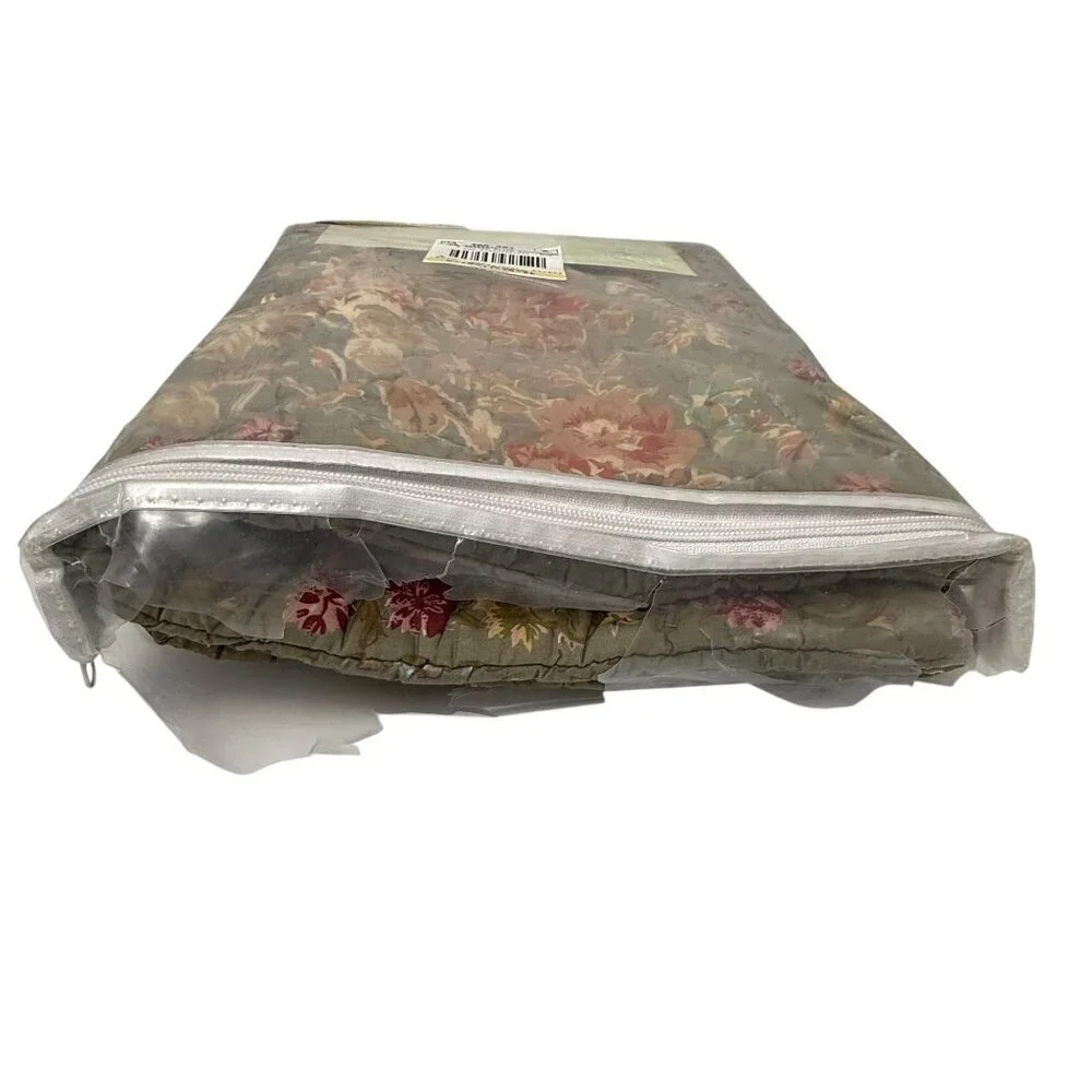 LL BEAN Quilted Pillow Sham Green Floral Rustic Farmhouse Standard Pillowcase Co